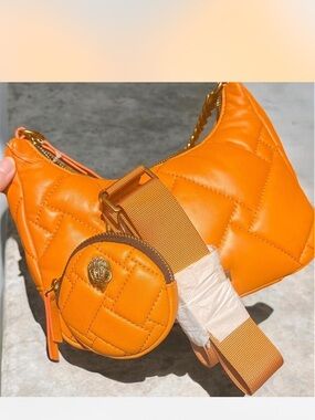 Kurt Geiger Quilted Orange Shoulder Bag with Coin Pouch